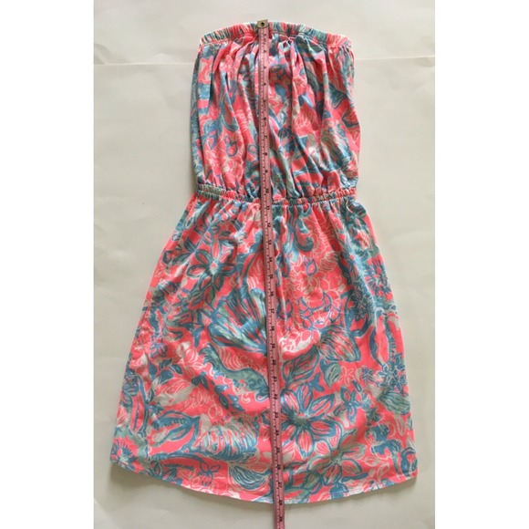 Lilly Pulitzer Windsor Strapless Dress Summer Siren Pink Sun Ray Seashell Sz XXS - Picture 12 of 14